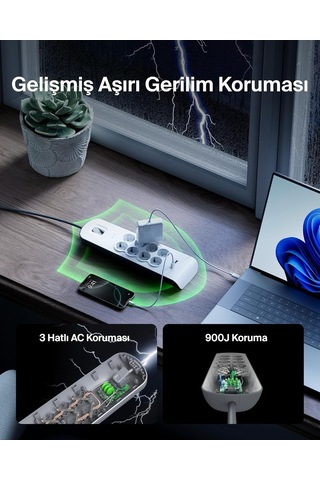 Belkin Bsv804vf2m Akım Korumalı Uzatma Priz,8 Çıkışlı Priz,2,4a Ç