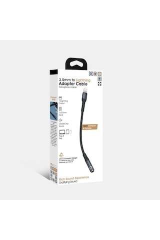 3.5 Mm To Lightning Çevirici Dönüştürücü Ses Aktarıcı Kablo 12 Cm Aux Lightning Çevirici