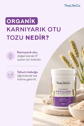 Thelifeco Organik Psyllium Karnıyarık Otu İçecek Tozu 180 G