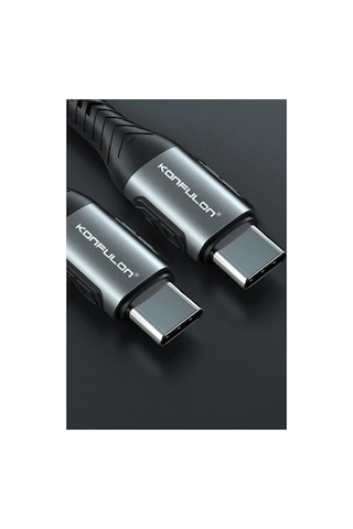 Konfulon Dc43 Type-c To Type-c 1m Örgü 60w Hızlı Şarj Kablo - Siyah Diğer