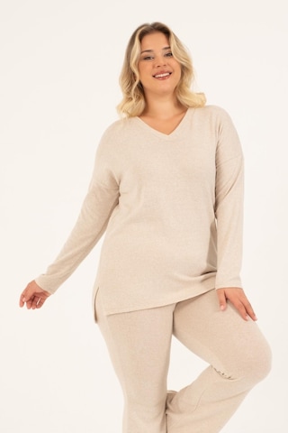 Basic V Yaka Triko Kazak-bej Bej