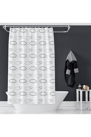 Banyo Perdesi 1x100x200 Tek Kanat Duş Perdesi Halka Hediyeli Duşakabin Perdesi 2109 Beyaz