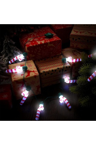 Dofolink Noel Işıklı Kolye - Şeker Asa Desenli 7 Led'li Parıldayan Dekoratif Aksesuar 2 Adet - Su Geçirmez, Işık Seviyesi Ayarlanabilir