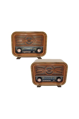 Radyo Retro Açık Ahşap Bluetooth Hoparlör Tf Kart Şarjlı Led N0a1