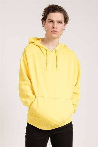 Jahr Marc Sarı Oversize Önü Cepli Kapüşonlu Sweatshirt Sarı