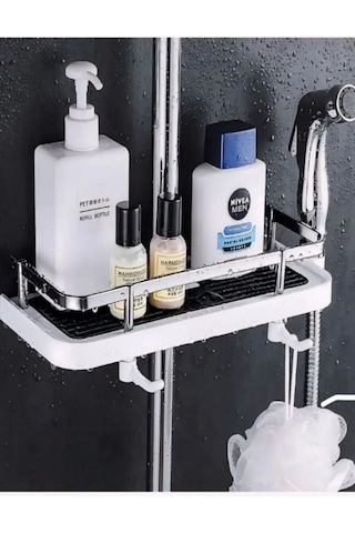 Beyaz Robot Sürgülü Duş Sabunluğu Organizer Beyaz