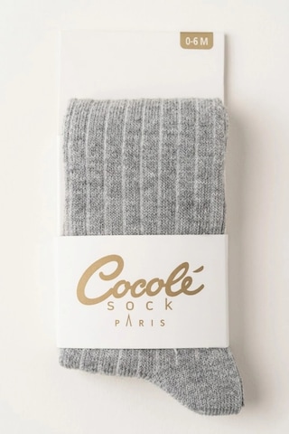 Cocole Socks Kız Bebek Külotlu Çorabı Pamuklu Gri Derby Çizgili 0-24 Ay