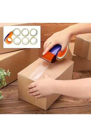 Koli Bantlama Seti - Bant Kesme El Aleti Ve Şeffaf Koli Bandı 45x40mt 6 Adet 1