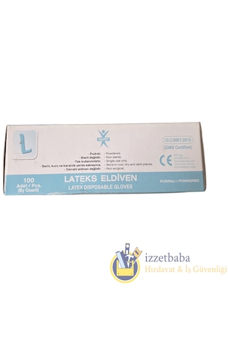 Has-pet Latex Pudralı Muayene Eldiveni L Beden 100 Adet