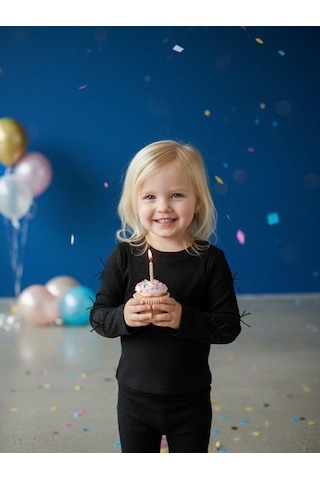 Zekids Kız Bebek Pamuklu Kolları Fiyonk Detaylı Kaşkorse Bluz-16521 Siyah