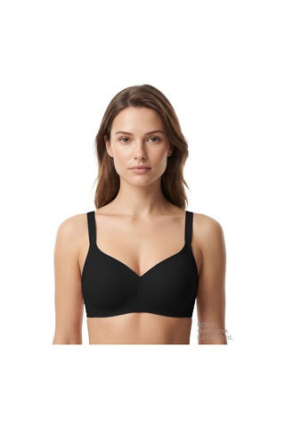Cottonill Seamless Bra - Valora Siyah Lazer Kesim Balensiz Kadın Sütyen