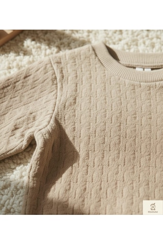 Nanica Kids Minibohe Çocuk Jakarlı Sweatshirt Bej Bej