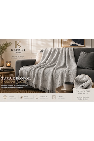 Kapreo Home Oceanwave Çok Amaçlı Örtü 170 X 200 Gri