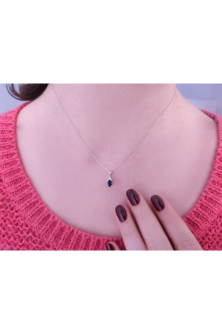 Sirius Oval Safir Taşlı Pırlanta Kolye 0804P0053