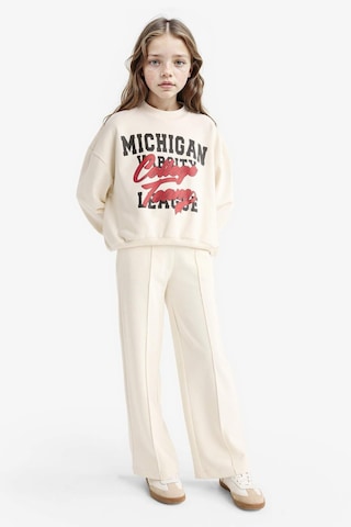 Defacto Kız Çocuk 2li Takım Baskılı Sweatshirt Eşofman Altı F2564a825auer238 Ekru