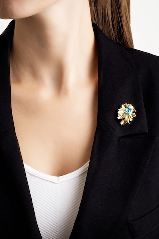 Vintage 18 Ayar Sarı Altın Kaplama Gümüş Tasarım Broş Sarı Altın Kaplama