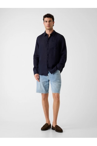 Guess Napa Erkek Lacivert Keten Regular Fit Gömlek M6gh59w1827-f73j Mavi