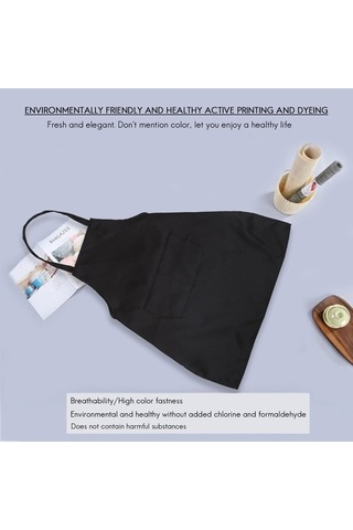 Ulzyvf Unisex Tek Siyah Siyah Orta Önlüğü, Önlüğü Mutfak Cepli Boy Beden 2 Qi Siyah