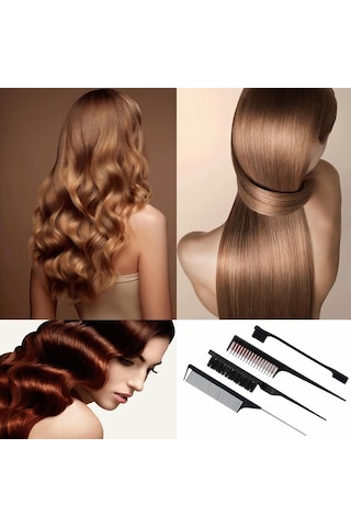 6 Parça Saç Şekillendirici Tarak Seti, Saç Fırçası, Sıçan Kuyruğu Kenar Fırçası, Çift Başlı Tarak, Üçlü Saç Fırçası, Kadınlar Ve Kızlar İçin Saç Çekme İğnesi Siyah