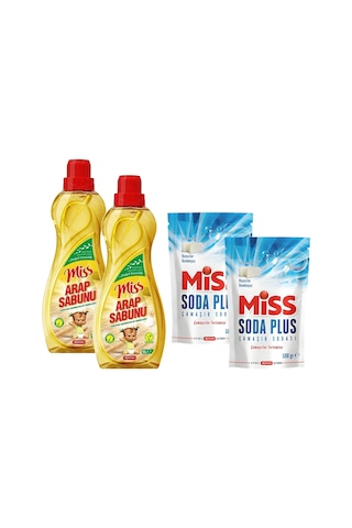 Miss Soda Plus Beyaz Sabun Kokulu Çamaşır Sodası 500 Gr Ve Arap Sabunu 1 Lt 4 Lü Set