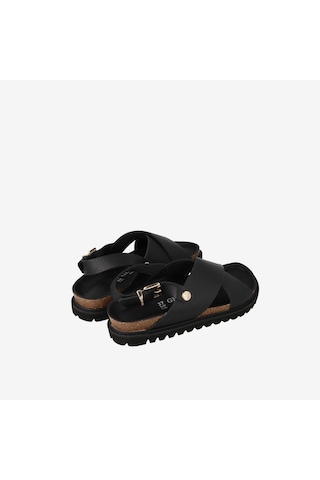 Terlik Kadın G106772 Genuins Melen Embossed Leather Black siyah