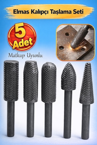Freze Uç Törpü 5 Parça Kalıpçı Taşlama Seti Metal Demir Oyma Ve Zımparalama Ucu, Matkap Uyumlu