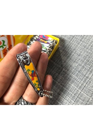Taksun Tırnak Makası 5,5 cm - Renkli Desenli Askılı Tırnak Makası 24 Lü Paket