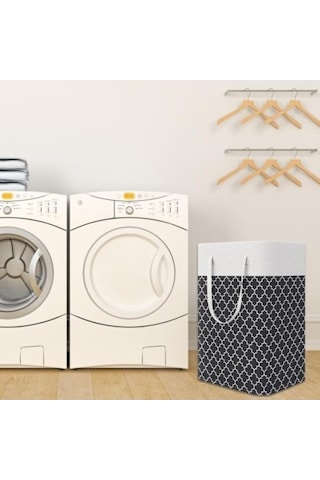 Novahub Siyah Çamaşır Torbası, Ev Organizasyon Bezi, Fener Baskı Kirli Çamaşır Depolama Organizatör, Çamaşır Odası İçin Siyah