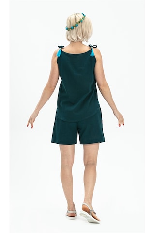 Askılı Şile Bezi Atiye Bluz Petrol Ptrl