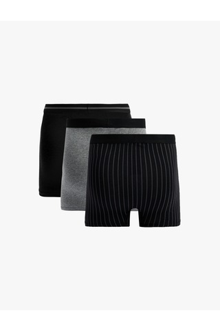 Koton Pamuklu Desenli 3'lü Boxer Seti Siyah Çizgili 6wlm90069mk Siyah Çizgili