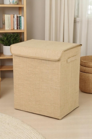 İronika Jüt Kumaş Dolap İçi Organizer Oyuncak Kutusu Eşya Çamaşır Saklama Sepeti Düzenleyici Kutu 3lü Set Kahverengi