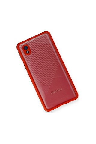 Newface - 915 - Samsung Galaxy Uyumlu A01 Core Kılıf Miami Şeffaf Silikon - Csmo-tex - - Kırmızı