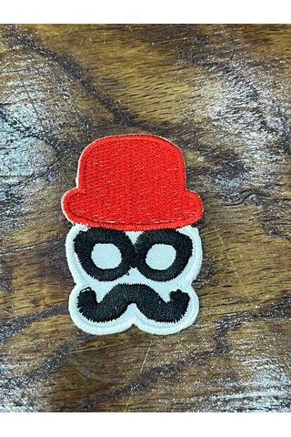 Ütü İle Yapışan Bıyıklı Adam Arma Dikiş Aplike 6x4 Cm
