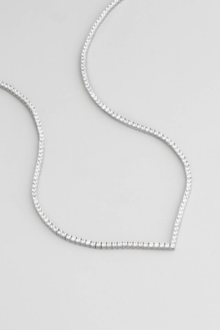 Işıltılı Gece 18 Ayar Beyaz Altın Kaplama Gümüş Tasarım Su Yolu Gerdanlık Beyaz