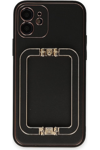 Gld-spt- Newface Apple Uyumlu iPhone 12 Kılıf Coco Elit Kapak - Siyah