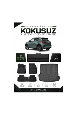 Volkswagen T-roc 2025 Model Aracınıza Özel 4d Karbonlu Kauçuk Paspas Takımı Ve Üst Bagaj Havuzu