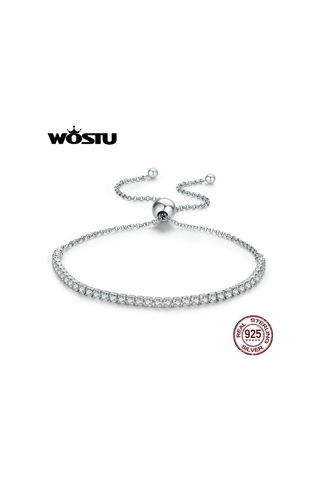 Wostu En Çok Satan Gerçek 925 Ayar Gümüş Köpüklü Strand Zincir Bileklik Kadınlar İçin Gümüş