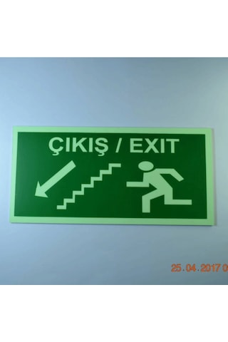Fosforlu Yön Levhası | Acil Çıkış Sola Aşağı Merdiven