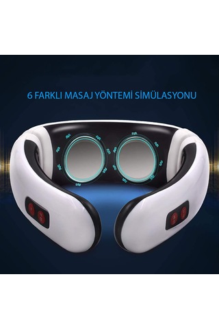 Hymark Servikal Masaj Boyun Omuz Usb Şarjlı Masaj Aleti Fizik Beyaz - Siyah
