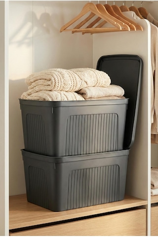 Füme 2'li 27 Lt Ünit Saklama Kutusu & Çok Amaçlı Banyo Ve Ev Düzenleyici Organizer Füme