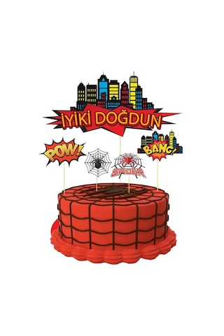 Spiderman Temalı Pasta Süsü Kürdan 5 Li Spiderman Temalı Pasta Süsü Kürdan 5 Li