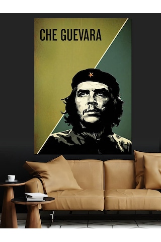 Che Guevara Portre Posteri Dekoratif Kanvas - Mdf Ahşap Tablo