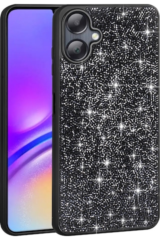 Zore Galaxy Uyumlu A06 Kılıf Parlak Taşlı Tasarım Sys Pırlanta Kapak - Siyah Siyah