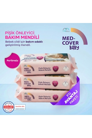 Med-cover Baby Pişik Önleyici Bakım Mendili 50'li x 3 Avantaj Paketi
