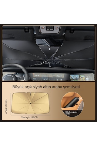 Katlanır Araç Ön Camı Güneşlik Büyük Altın 01