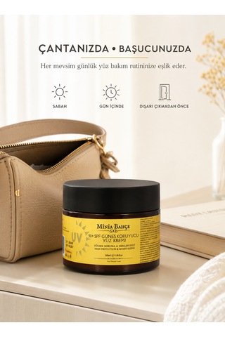 Minia Bahçe Makyaj Altına Uygun Beyaz İz Bırakmayan Güneş Koruyucu Yüz ve Vücut Kremi SPF50 50 ML