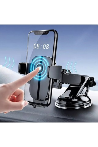 Dancemonkey Araba Teleskopik Tutucu, Vantuzlu Cep Telefonu Tutucu, Uygun Her Model, Koyu Renk, Aracında Kullanım Siyah