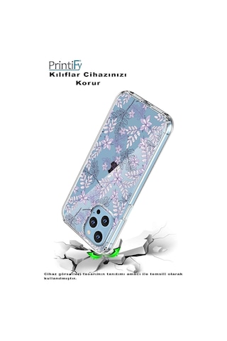 Huawei P20 Pro Uyumlu Kapak Floral Lila Tasarımlı Şeffaf Silikon Kılıf