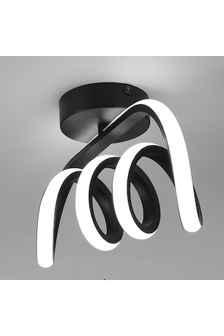 Burgu Siyah Tavana Sıfır Beyaz Led Işıklı Avize Siyah