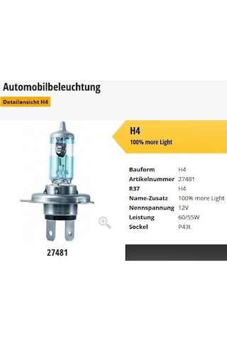 VOSLA %100+ H4 12v 60/55w P43t